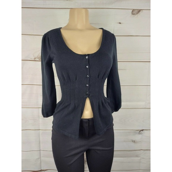 colourworks black cardigan button front ,size small 3/4 sleeve - Picture 8 of 10